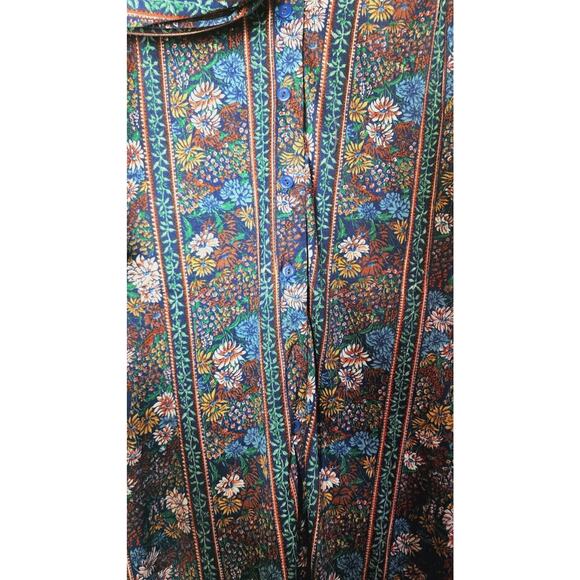 VTG 70s Huk A Poo Floral Maxi Dress Medium Long sleeve modest Prairie cottage - Picture 4 of 6